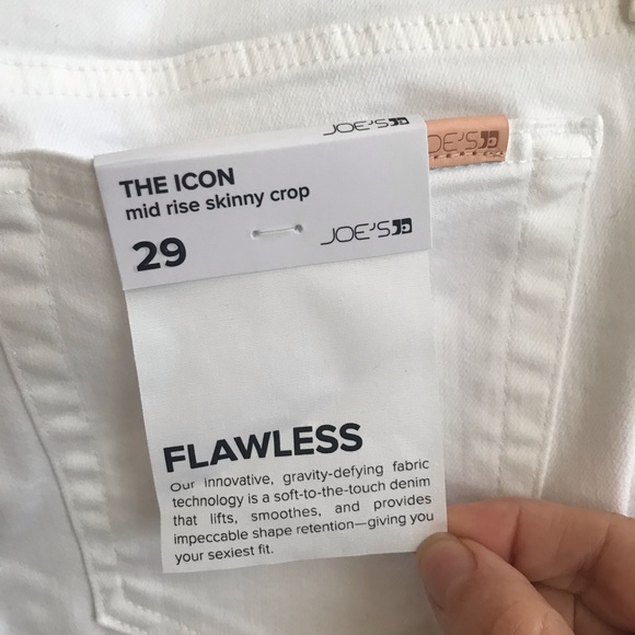 NWT Joe’s Jeans Flawless The Icon Mid Rise Skinny Crop Cuff Hennie White Size 29 - Picture 11 of 14